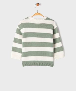 Pull en grosse maille à larges rayures bébé garçon vue6 - GEMO 4G BEBE - GEMO