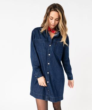 Robe chemise en jean à manches longues femme - LuluCastagnette vue1 - LULU CASTAGNETT - GEMO