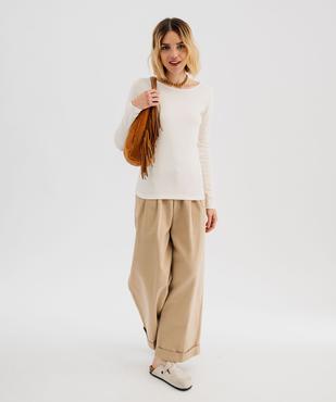 Tee-shirt manches longues en maille côtelée extensible femme vue4 - GEMO 4G FEMME - GEMO
