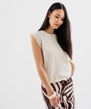 Tee-shirt sans manches avec emmanchures en dentelle femme vue1 - GEMO(FEMME PAP) - GEMO