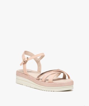 Sandales fille compensées à brides unies avec détails brillants vue2 - LOVELY WINGS - GEMO