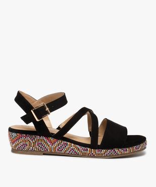 Sandales femme compensées en suédine et semelle colorée vue1 - GEMO (CASUAL) - GEMO