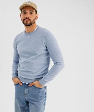Pull en coton en maille fine à col rond homme  vue3 - GEMO (HOMME) - GEMO
