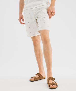 Bermuda coupe chino en toile de coton stretch imprimée homme vue2 - GEMO 4G HOMME - GEMO