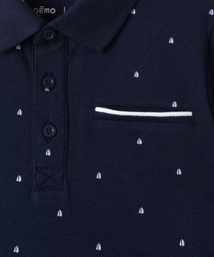 Polo manches courtes en maille piquée à petits motifs garçon vue2 - GEMO 4G GARCON - GEMO