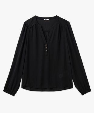 Blouse unie avec col V boutonné femme vue4 - GEMO 4G FEMME - GEMO