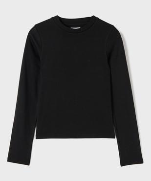 Tee-shirt manches longues uni en maille côtelée fille vue1 - GEMO 4G FILLE - GEMO