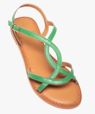 Sandales femme à talon plat et fines brides en cuir uni vue5 - GEMO (CASUAL) - GEMO