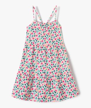 Robe fille ample à motif fleuri et fines bretelles croisées vue1 - GEMO (ENFANT) - GEMO