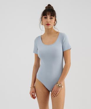 Body à manches courtes en maille côtelée femme vue4 - GEMO 4G FEMME - GEMO