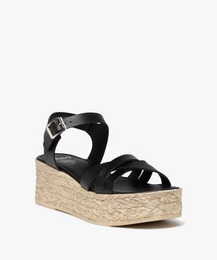 Sandales femme compensées dessus cuir uni vue2 - GEMO(URBAIN) - GEMO