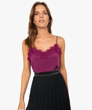 Blouse femme à fines bretelles et empiècements dentelle vue1 - GEMO(FEMME PAP) - GEMO