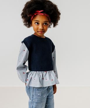 Pull avec manches et volants en coton effet 2 en 1 fille vue4 - GEMO (ENFANT) - GEMO