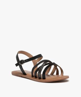 Sandales femme à fines brides en cuir brillantes - Tanéo Coupe spéciale pied large vue2 - TANEO - GEMO