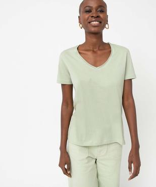 Tee-shirt à manches courtes avec col V roulotté femme vue5 - GEMO(FEMME PAP) - GEMO