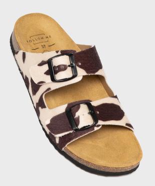 Mules à semelle intérieure cuir et motif pelage vache femme - Follow Me vue5 - FOLLOW ME - GEMO
