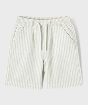 Bermuda en lin et coton rayé garçon vue1 - GEMO 4G GARCON - GEMO