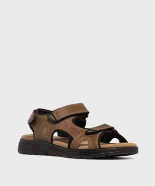 Sandales confort à scratch dessus cuir homme vue2 - G'FLEX - GEMO