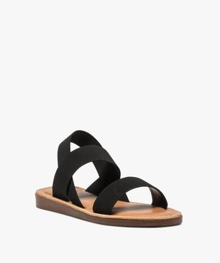 Sandales femme à talon plat et brides élastiques unies vue2 - GEMO (CASUAL) - GEMO