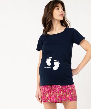 Tee-shirt de grossesse imprimé à manches courtes vue2 - GEMO 4G FEMME - GEMO