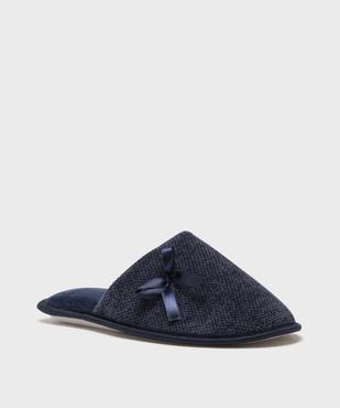 Chaussons mules en velours texturé avec petit noeud femme vue2 - GEMO(HOMWR FEM) - GEMO