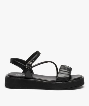 Sandales femme unies à semelle plateforme et bride drapée vue1 - GEMO (CASUAL) - GEMO