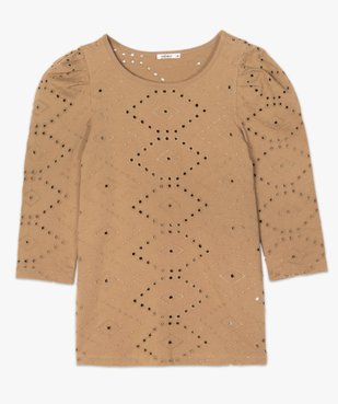 Tee-shirt femme en broderie anglaise avec manches bouffantes vue4 - GEMO(FEMME PAP) - GEMO
