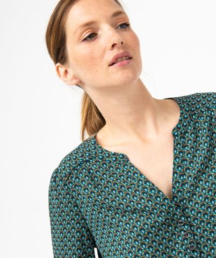 Blouse à motifs avec col V boutonné femme vue2 - GEMO 4G FEMME - GEMO