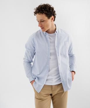 Chemise manches longues regular en coton rayé homme vue1 - GEMO 4G HOMME - GEMO