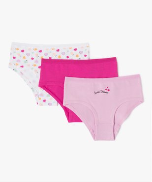 Shorties à motifs coeurs en coton extensible fille (lot de 3) vue1 - GEMO 4G FILLE - GEMO