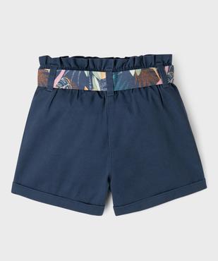 Short en coton taille haute avec ceinture à nouer fille vue3 - GEMO (ENFANT) - GEMO