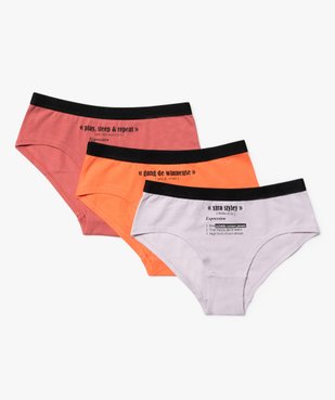 Culottes fille à message (lot de 3) vue1 - GEMO 4G FILLE - GEMO