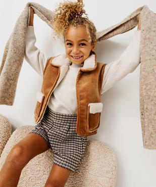 Veste sans manches fourrée en velours ras fille vue1 - GEMO (ENFANT) - GEMO