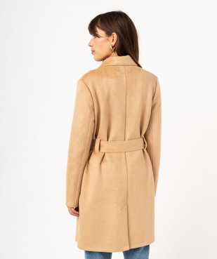 Manteau trench en suédine avec ceinture femme vue3 - GEMO 4G FEMME - GEMO