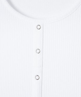 Tee-shirt fille à manches courtes en maille côtelée  vue2 - GEMO (JUNIOR) - GEMO