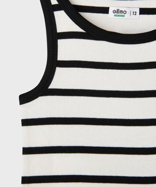 Robe sans manches en maille côtelée rayée fille vue2 - GEMO 4G FILLE - GEMO