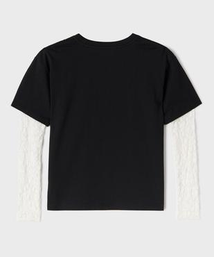 Tee-shirt 2 en 1 avec manches en dentelle fille vue4 - GEMO (JUNIOR) - GEMO