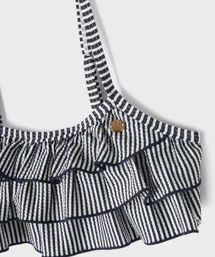 Maillot de bain 2 pièces à rayures et volants fille - LuluCastagnette vue2 - LULUCASTAGNETTE - GEMO