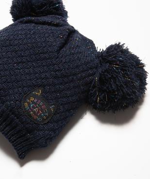 Bonnet bébé fille avec pompons et doublure polaire vue2 - GEMO(BEBE DEBT) - GEMO