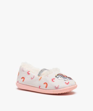Chaussons fille ballerines en velours brodées licorne vue2 - GEMO (ENFANT) - GEMO