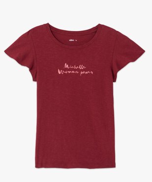 Tee-shirt femme à manches volantées avec message vue4 - GEMO(FEMME PAP) - GEMO