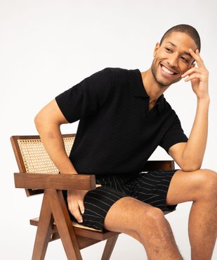 Polo manches courtes en maille texturée homme vue1 - GEMO (HOMME) - GEMO