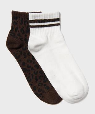 Socquettes à motifs léopard femme (lot de 2) vue1 - GEMO(HOMWR FEM) - GEMO