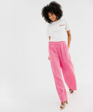 Pantalon large en gaze de coton femme vue4 - GEMO(FEMME PAP) - GEMO