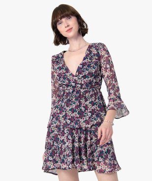 Blouse femme à motifs fleuris et décolleté cache-cœur  vue1 - GEMO(FEMME PAP) - GEMO