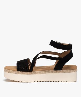 Sandales femme à semelle plateforme et dessus suédine vue3 - GEMO (CASUAL) - GEMO