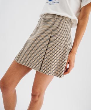 Jupe courte trapèze à carreaux femme - LuluCastagnette vue3 - LULUCASTAGNETTE - GEMO