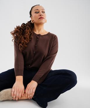 Gilet à col rond en maille fine femme grande taille vue1 - GEMO (G TAILLE) - GEMO