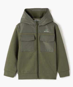 Sweat garçon zippé à capuche bimatière vue1 - GEMO (ENFANT) - GEMO