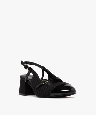Escarpins sling-back en textile pailleté et vernis femme vue3 - FOLLOW ME - GEMO